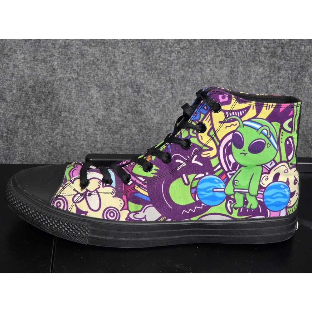 RAAD Shop Alien Graphic High Top Sneakers Men Sz 12M Colorful Canvas Skater Shoe